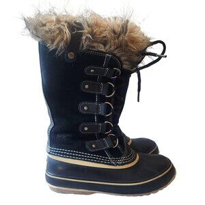 Sorel Joan Of Arctic Black Waterproof Suede Winter Snow Boot NL1540-010 Womens 6